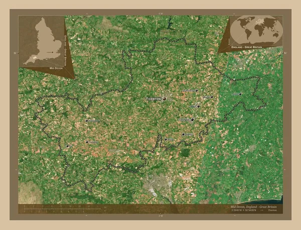 Mid Devon Distrito Não Metropolitano Inglaterra Grã Bretanha Mapa Satélite — Fotografia de Stock