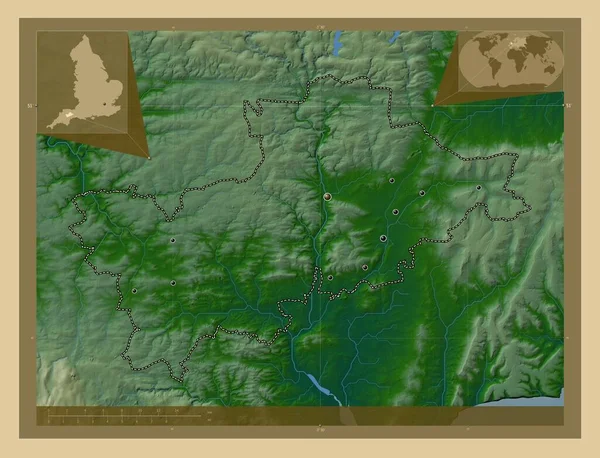 Мид Девон Неметаллический Район Англии Великобритания Цветная Карта Высоты Озерами — стоковое фото