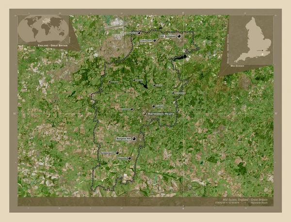 Mid Sussex Distrito Metropolitano Inglaterra Gran Bretaña Mapa Satelital Alta — Foto de Stock