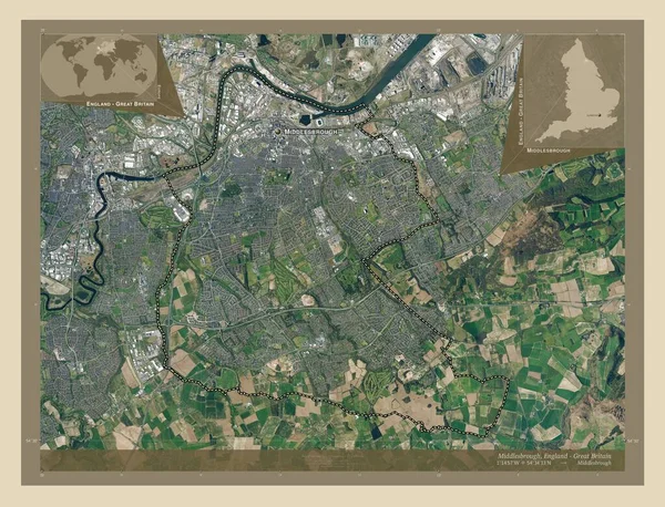 Middlesbrough Einheitliche Autorität Von England Großbritannien Hochauflösende Satellitenkarte Orte Und — Stockfoto