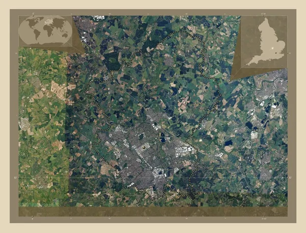 ミルトン ケインズ Milton Keynes イギリスの政治家 高解像度衛星地図 コーナー補助位置図 — ストック写真