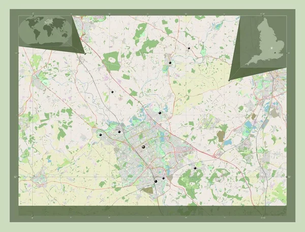 Milton Keynes Autorità Unitaria Dell Inghilterra Gran Bretagna Mappa Stradale — Foto Stock