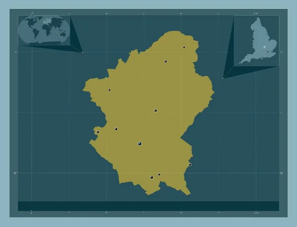 米尔顿 凯恩斯 英格兰的单一权威 大不列颠 固体的颜色形状 该区域主要城市的所在地点 角辅助位置图 — 图库照片