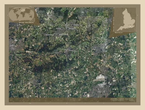 Mole Valley Niemetropolitalny Dystrykt Anglii Wielka Brytania Mapa Satelity Wysokiej — Zdjęcie stockowe