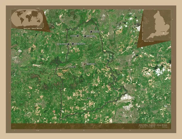 Mole Valley Englands Icke Storstadsdistrikt Storbritannien Lågupplöst Satellitkarta Platser Och — Stockfoto