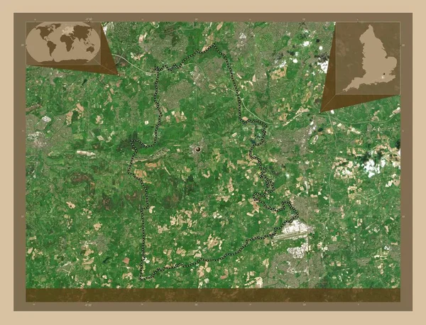 摩尔山谷 英格兰的非都市地区 大不列颠 低分辨率卫星地图 角辅助位置图 — 图库照片