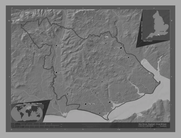 New Forest Μητροπολιτική Περιφέρεια Αγγλίας Μεγάλης Βρετανίας Bilevel Υψομετρικός Χάρτης — Φωτογραφία Αρχείου
