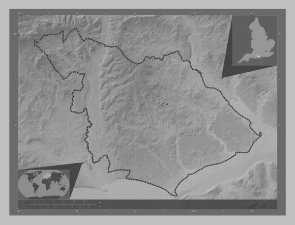 New Forest Englands Icke Storstadsdistrikt Storbritannien Grayscale Höjdkarta Med Sjöar — Stockfoto