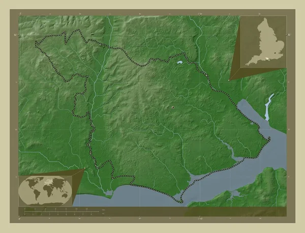 New Forest Niemetropolitalna Dzielnica Anglii Wielka Brytania Mapa Wzniesień Kolorowa — Zdjęcie stockowe