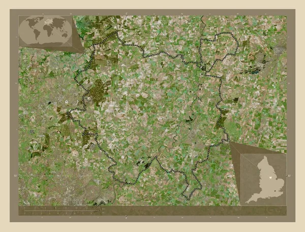 イングランドの非大都市圏であるニューアークとシャーウッド イギリス 高解像度衛星地図 コーナー補助位置図 — ストック写真