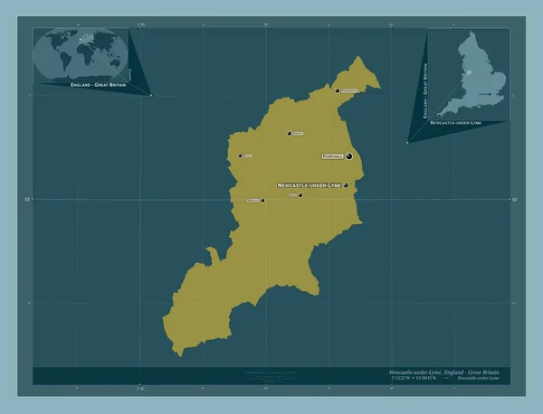 Newcastle Lyme Nicht Metropolregion Von England Großbritannien Einfarbige Form Orte — Stockfoto