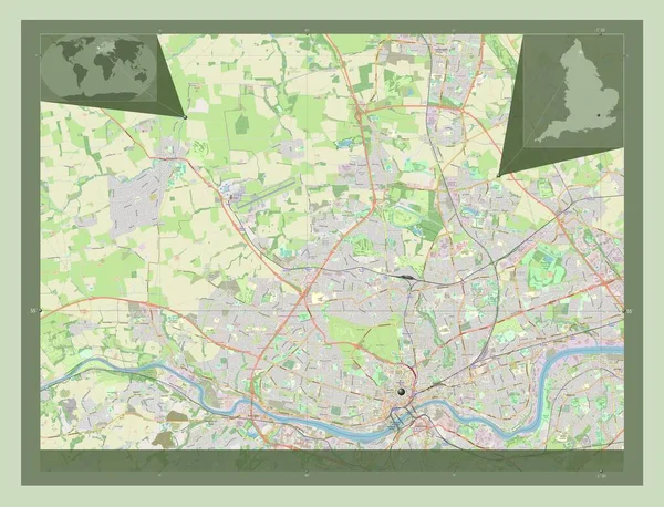 Newcastle Tyne Contea Amministrativa Dell Inghilterra Gran Bretagna Mappa Stradale — Foto Stock