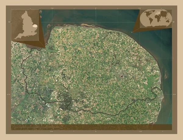 Norfolk Condado Administrativo Inglaterra Gran Bretaña Mapa Satelital Baja Resolución —  Fotos de Stock