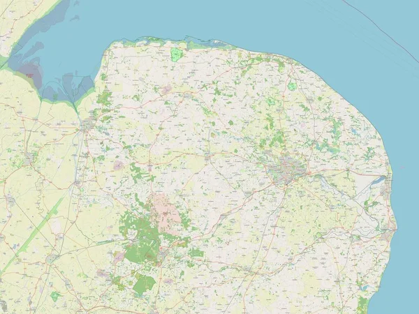 Norfolk Condado Administrativo Inglaterra Grã Bretanha Abrir Mapa Ruas — Fotografia de Stock