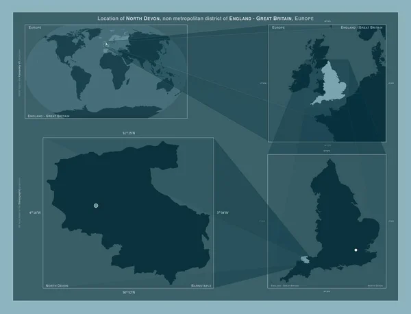 Норт Девон Необитаемый Район Англии Великобритания Диаграмма Показывающая Расположение Региона — стоковое фото