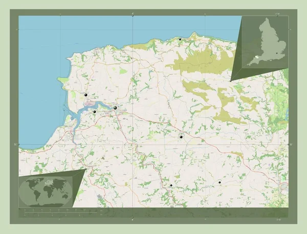 Βόρειο Ντέβον Μητροπολιτική Περιφέρεια Αγγλίας Μεγάλης Βρετανίας Χάρτης Του Δρόμου — Φωτογραφία Αρχείου