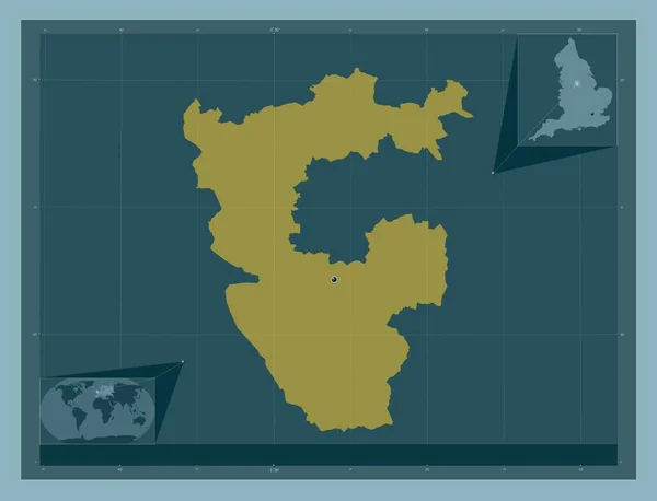 北東部ダービーシャー イングランドの首都圏ではない地区 イギリス しっかりした色の形 コーナー補助位置図 — ストック写真