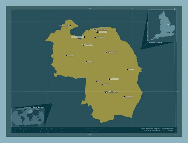 North Kesteven Nicht Metropolbezirk Von England Großbritannien Einfarbige Form Orte — Stockfoto