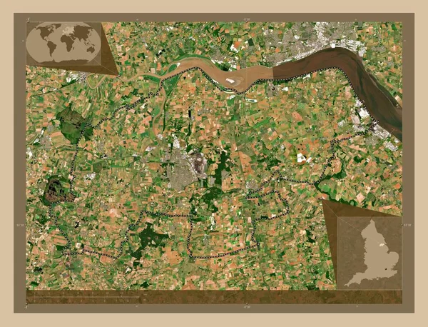 北林肯郡 英格兰的单一政权 大不列颠 低分辨率卫星地图 角辅助位置图 — 图库照片