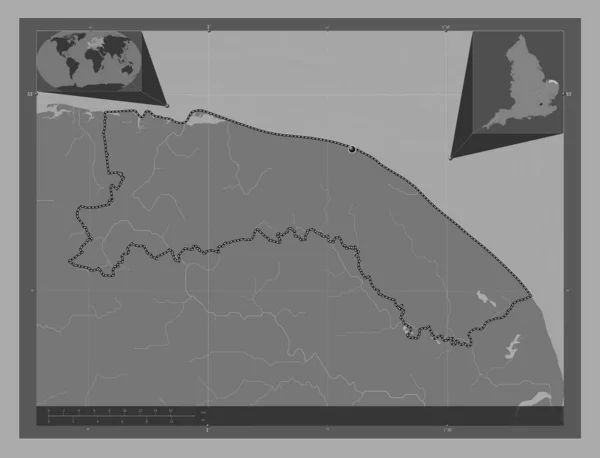 North Norfolk Distrito Não Metropolitano Inglaterra Grã Bretanha Bilevel Mapa — Fotografia de Stock