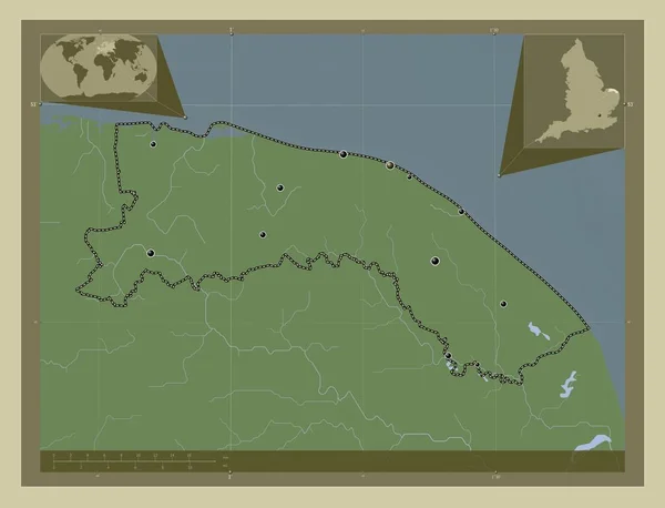 Северный Норфолк Неметаморфозный Район Англии Великобритания Карта Высоты Окрашенная Вики — стоковое фото