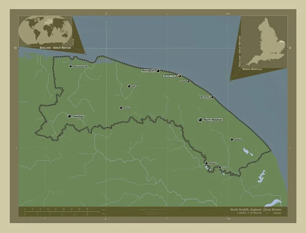 North Norfolk Nicht Metropolbezirk Von England Großbritannien Höhenkarte Wiki Stil — Stockfoto