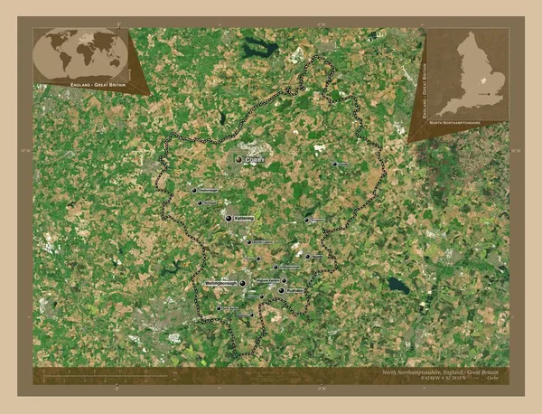 North Northamptonshire Autoridad Unitaria Inglaterra Gran Bretaña Mapa Satelital Baja —  Fotos de Stock