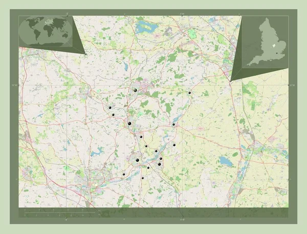 North Northamptonshire Einheitsbehörde Von England Großbritannien Open Street Map Standorte — Stockfoto
