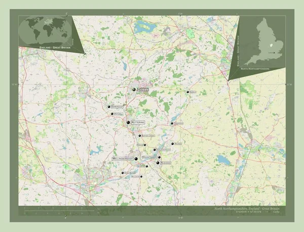 North Northamptonshire Autorità Unitaria Dell Inghilterra Gran Bretagna Mappa Stradale — Foto Stock