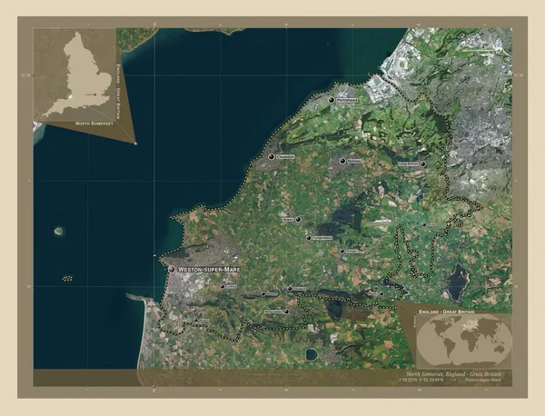 Somerset Settentrionale Autorità Unitaria Dell Inghilterra Gran Bretagna Mappa Satellitare — Foto Stock