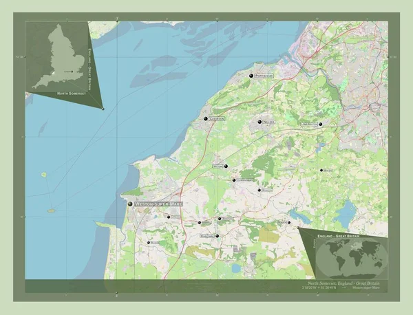 Северный Сомерсет Унитарная Власть Англии Великобритании Карта Улиц Места Названия — стоковое фото