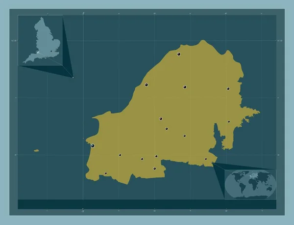 北萨默塞特 英格兰的单一政权 大不列颠 固体的颜色形状 该区域主要城市的所在地点 角辅助位置图 — 图库照片