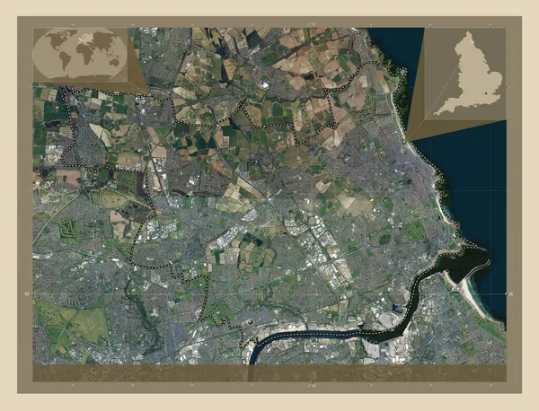 Норт Тайнсайд Административный Округ Англии Великобритания Спутниковая Карта Высокого Разрешения — стоковое фото