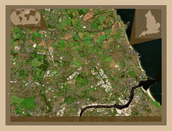 Північний Тинесайд Адміністративний Округ Англії Велика Британія Супутникова Карта Низькою — стокове фото