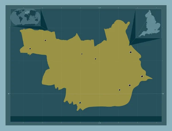 北ティネサイド イングランドの行政郡 イギリス しっかりした色の形 地域の主要都市の場所 コーナー補助位置図 — ストック写真