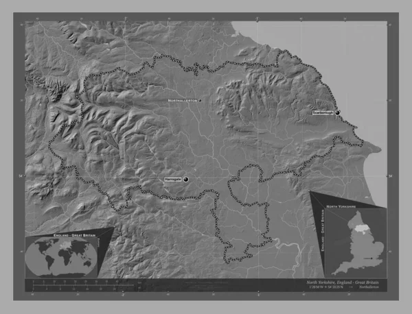 Северный Йоркшир Административный Округ Англии Великобритания Карта Рельефа Билевела Озерами — стоковое фото