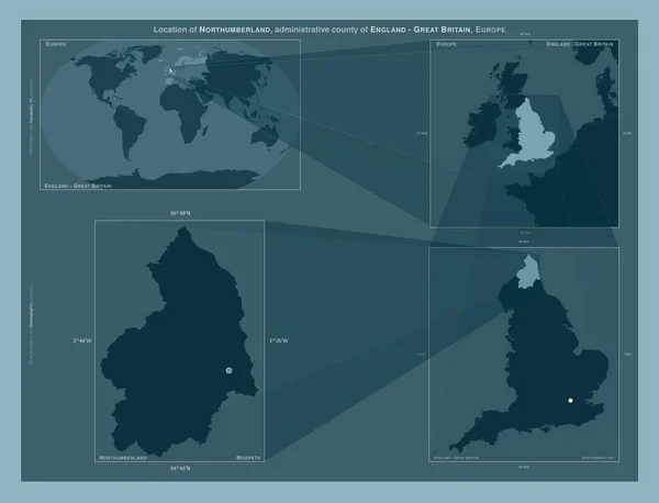 Northumberland Administrativa Grevskapet England Storbritannien Diagram Som Visar Regionens Läge — Stockfoto