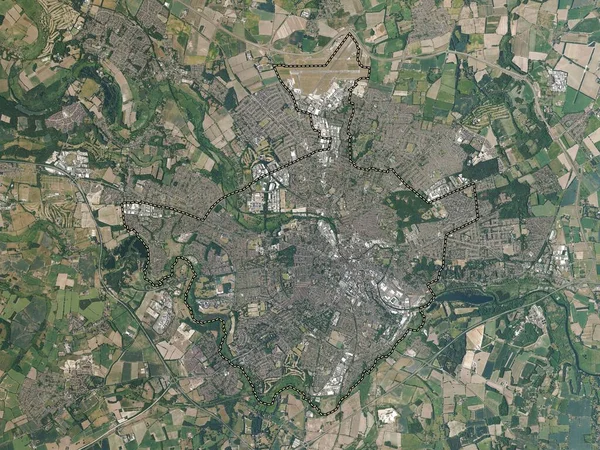 诺里奇 英格兰非大都市地区 大不列颠 高分辨率卫星地图 — 图库照片