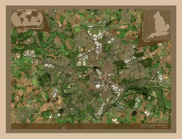 Норвич Необитаемый Район Англии Великобритания Карта Спутника Низкого Разрешения Места — стоковое фото