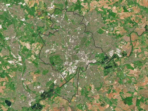 诺丁汉市 英格兰的单一政权 大不列颠 低分辨率卫星地图 — 图库照片