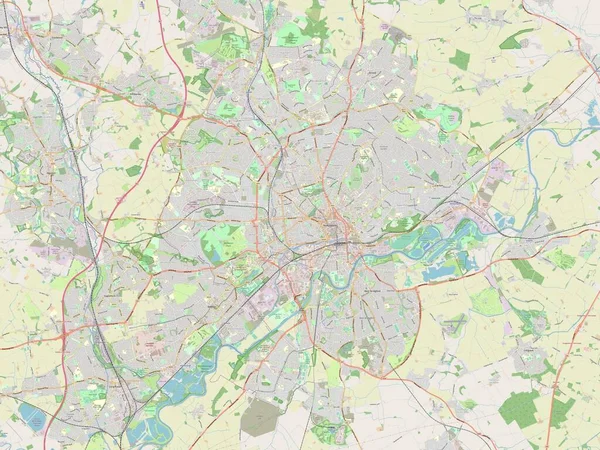 Ciudad Nottingham Autoridad Unitaria Inglaterra Gran Bretaña Mapa Calle Abierto —  Fotos de Stock