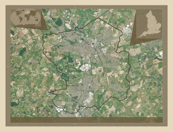努奈顿和贝德沃思 英国非大都市地区 高分辨率卫星地图 角辅助位置图 — 图库照片