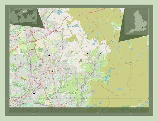 Oldham Condado Administrativo Inglaterra Gran Bretaña Open Street Map Ubicaciones —  Fotos de Stock