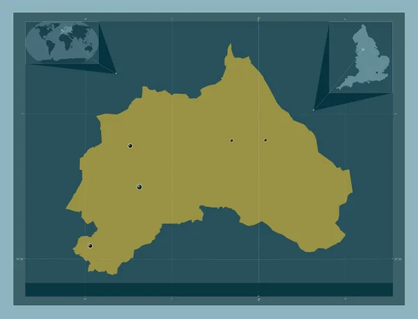 イギリスの行政郡 オールダム イギリス しっかりした色の形 地域の主要都市の場所 コーナー補助位置図 — ストック写真