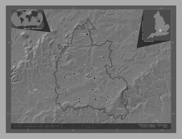 Oxfordshire Bestuurlijke Graafschap Engeland Groot Brittannië Hoogteplattegrond Met Meren Rivieren — Stockfoto