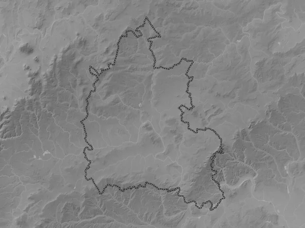 牛津郡 英格兰的行政区划 大不列颠 带有湖泊和河流的灰度高程图 — 图库照片