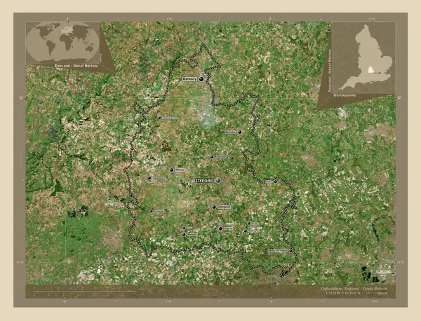 Oxfordshire Διοικητική Περιφέρεια Αγγλίας Μεγάλης Βρετανίας Υψηλής Ανάλυσης Δορυφορικός Χάρτης — Φωτογραφία Αρχείου