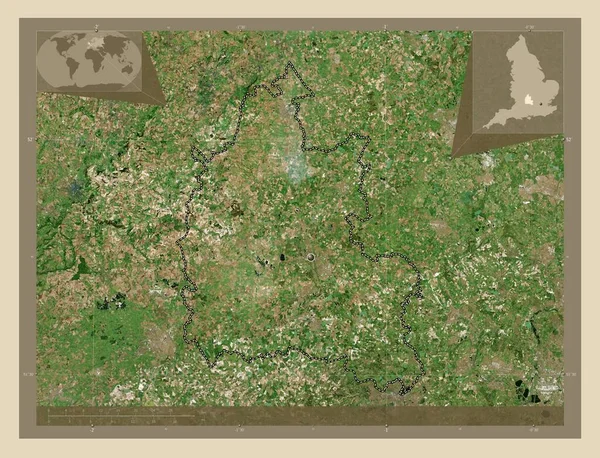 牛津郡 英格兰的行政区划 大不列颠 高分辨率卫星地图 角辅助位置图 — 图库照片