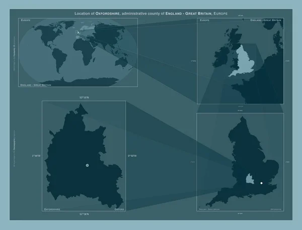 Оксфордшир Административное Графство Англия Великобритания Диаграмма Показывающая Расположение Региона Крупных — стоковое фото