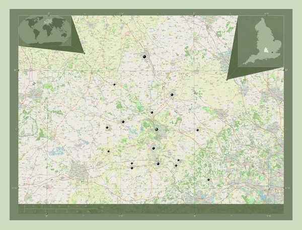 Oxfordshire Contea Amministrativa Dell Inghilterra Gran Bretagna Mappa Stradale Aperta — Foto Stock